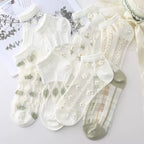 Japanese Sweet Crystal Silk Ankle Socks - 8-Pair 3D Floral Gift Set