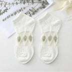 Japanese Sweet Crystal Silk Ankle Socks - 8-Pair 3D Floral Gift Set