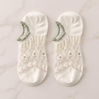 Japanese Sweet Crystal Silk No-Show Socks - 8-Pair Lace Ruffle Gift Set