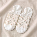 Japanese Sweet Crystal Silk No-Show Socks - 8-Pair Lace Ruffle Gift Set