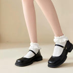 Lolita Bubble Cuff Pointelle Socks - Princess Lace Ruffle Ankle Socks