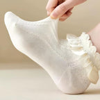 Lolita Bubble Cuff Pointelle Socks - Princess Lace Ruffle Ankle Socks