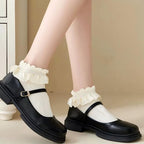 Lolita Bubble Cuff Pointelle Socks - Princess Lace Ruffle Ankle Socks