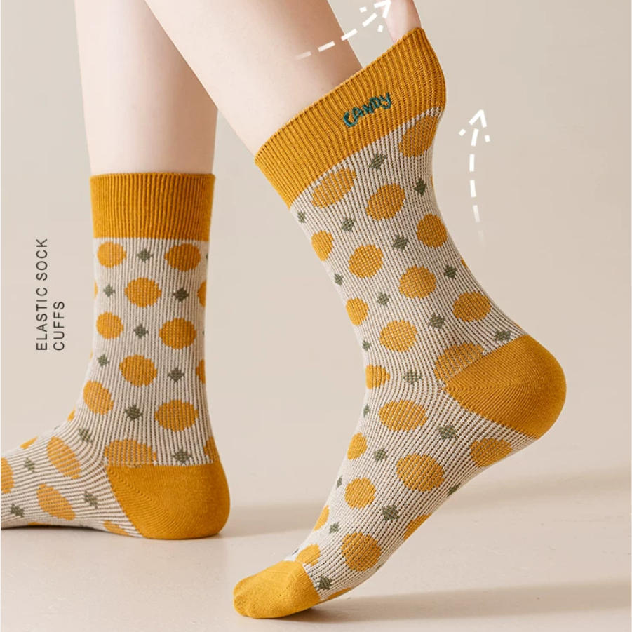 Vintage Geometric Combed Cotton Crew Socks (Set of 4)