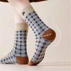 Vintage Geometric Combed Cotton Crew Socks (Set of 4)