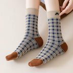 Vintage Geometric Combed Cotton Crew Socks (Set of 4)