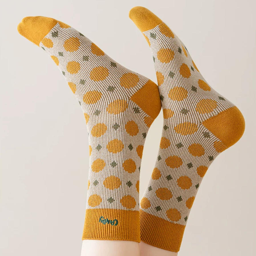 Vintage Geometric Combed Cotton Crew Socks (Set of 4)