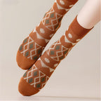 Vintage Geometric Combed Cotton Crew Socks (Set of 4)