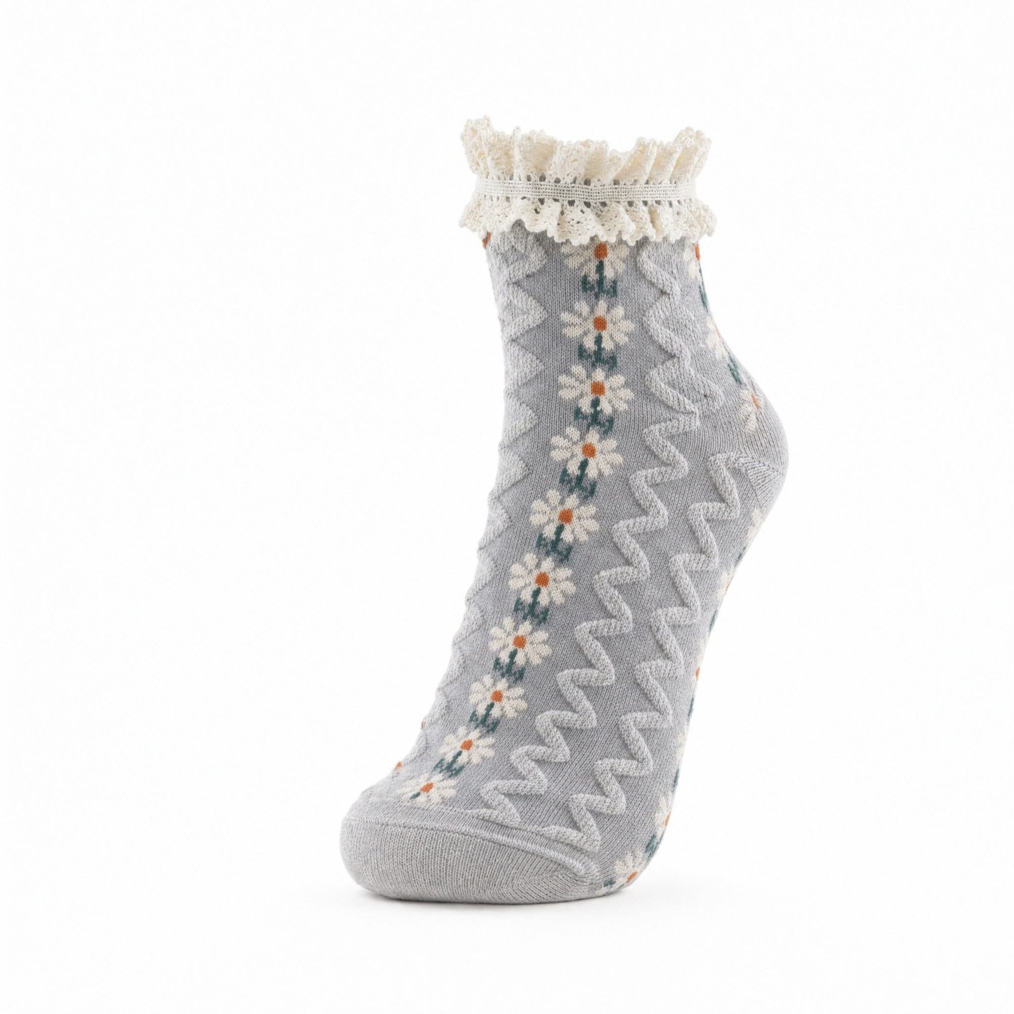 Vintage Floral Ruffle Lace Socks