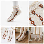 Vintage Floral Ruffle Lace Socks