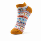Bohemian Geometric Cotton Ankle Socks (Set of 3)