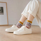 Bohemian Geometric Cotton Ankle Socks (Set of 3)