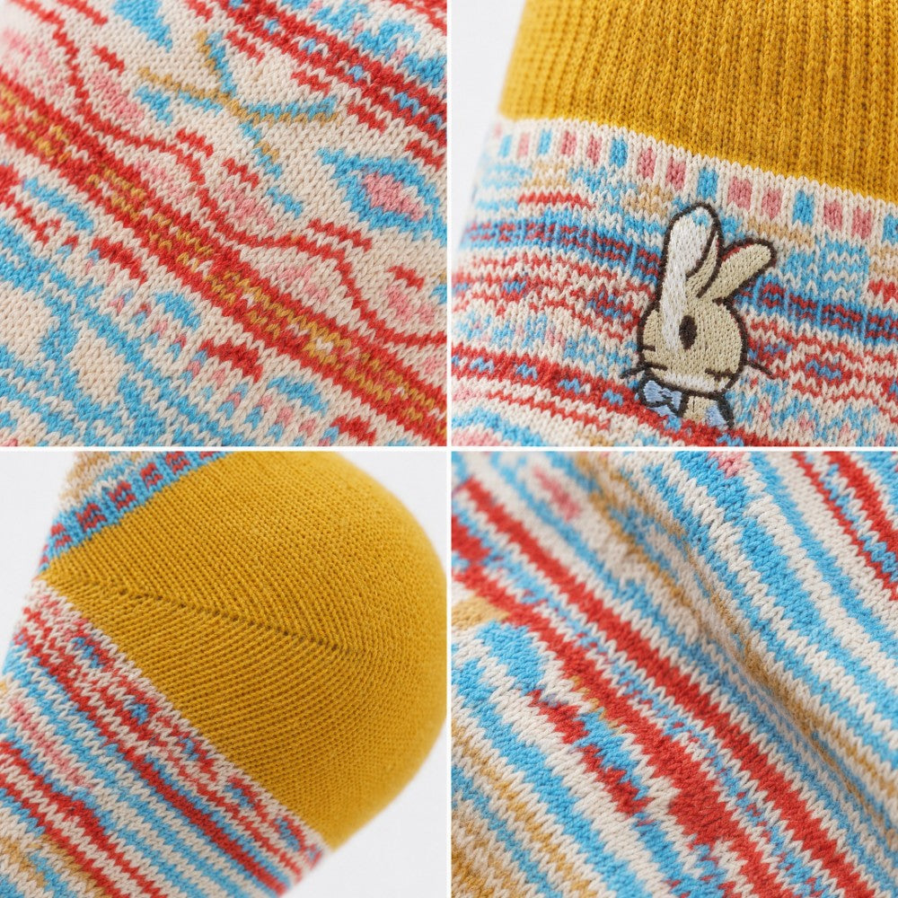 Bohemian Geometric Cotton Ankle Socks (Set of 3)