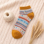 Bohemian Geometric Cotton Ankle Socks (Set of 3)