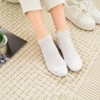Pastel Ribbed Lace Frill Cotton Ankle Socks (Set of 5)