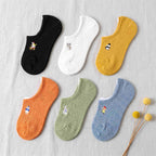 Embroidered Woodland Animal Cotton Low Cut Socks (Set of 6)